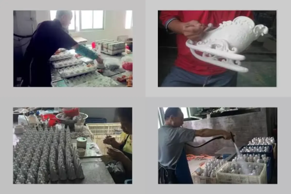 Manufacturing process reference: casting, blank, mending, washing.